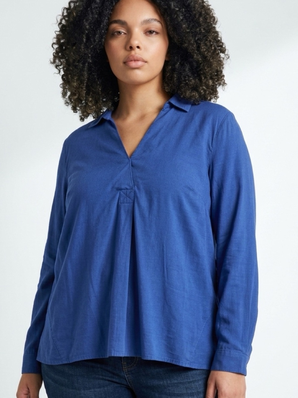 J. Jill Deep Blue V-Neck Long sleeve  Blouse